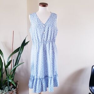 SHEIN Sleeveless Printed Faux Button Front Ruffle Accent Dress - XL ( 12 US)